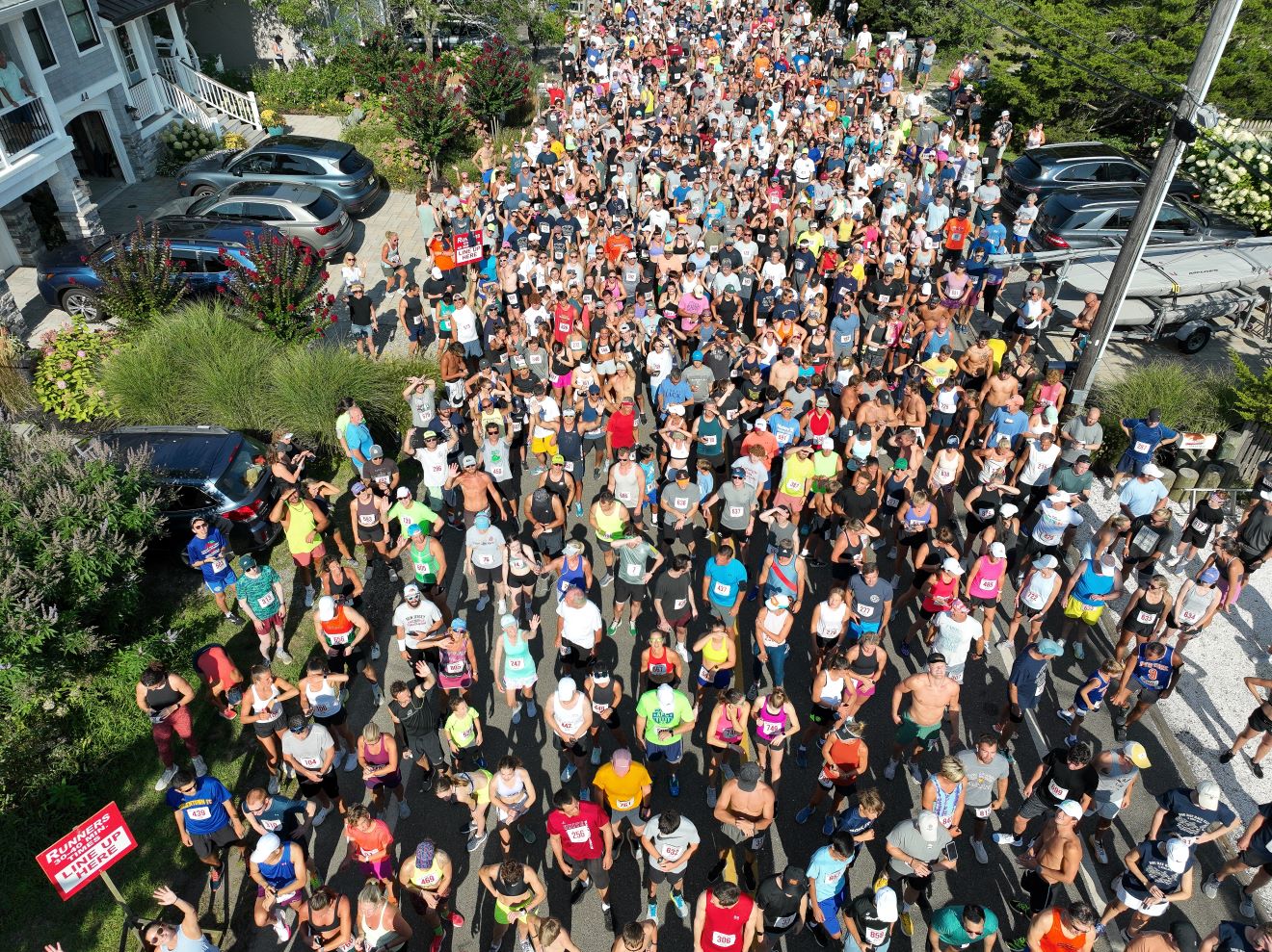 drone image of the dog day road race