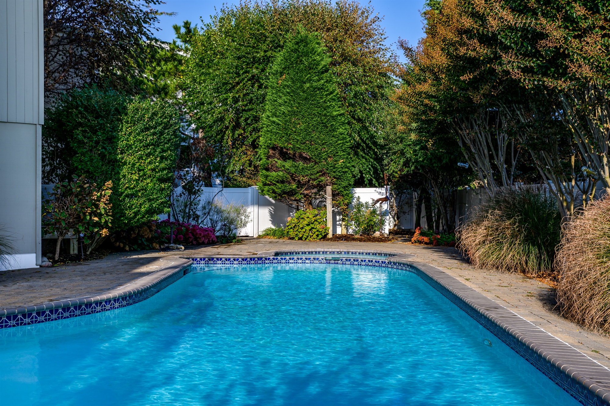 Privacy surrounds the pool