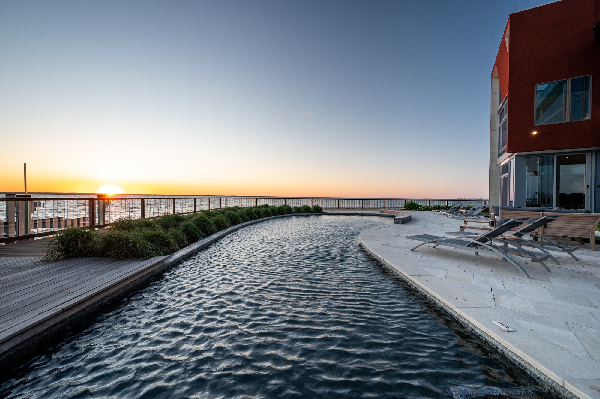 Gorgeous Gunite pool at sunset.