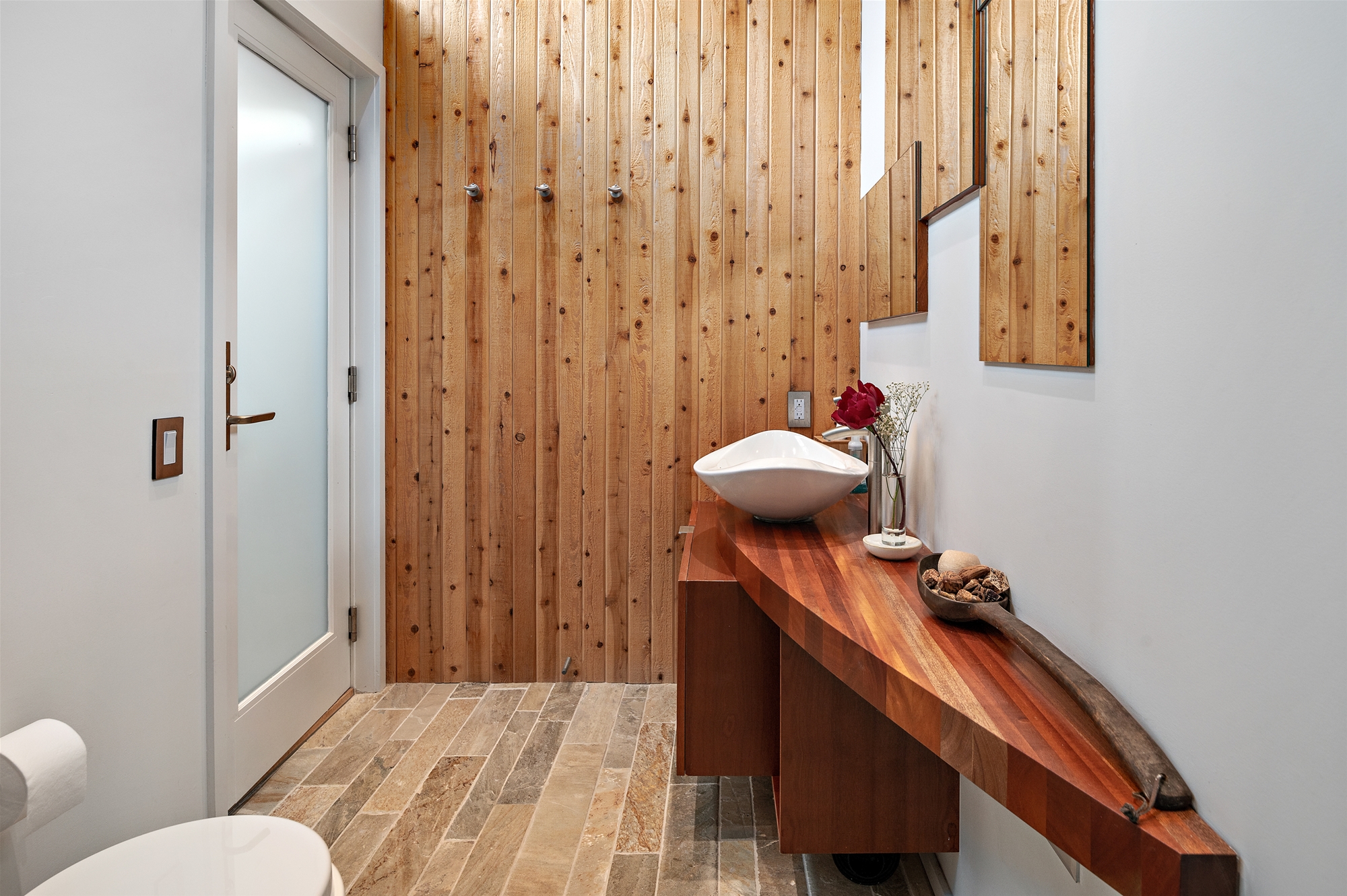 Hand carved vanity, Guest ensuite Bath