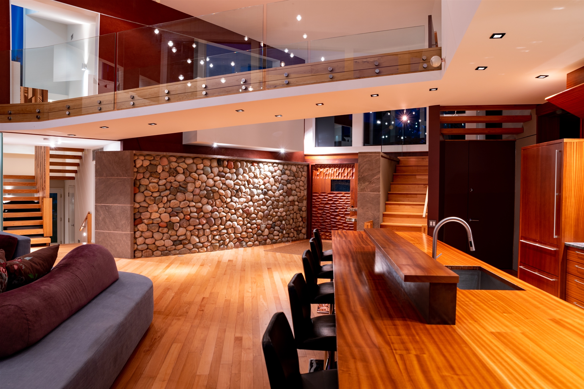 Welcome Hand-carved Front Door & walls of rock Entry