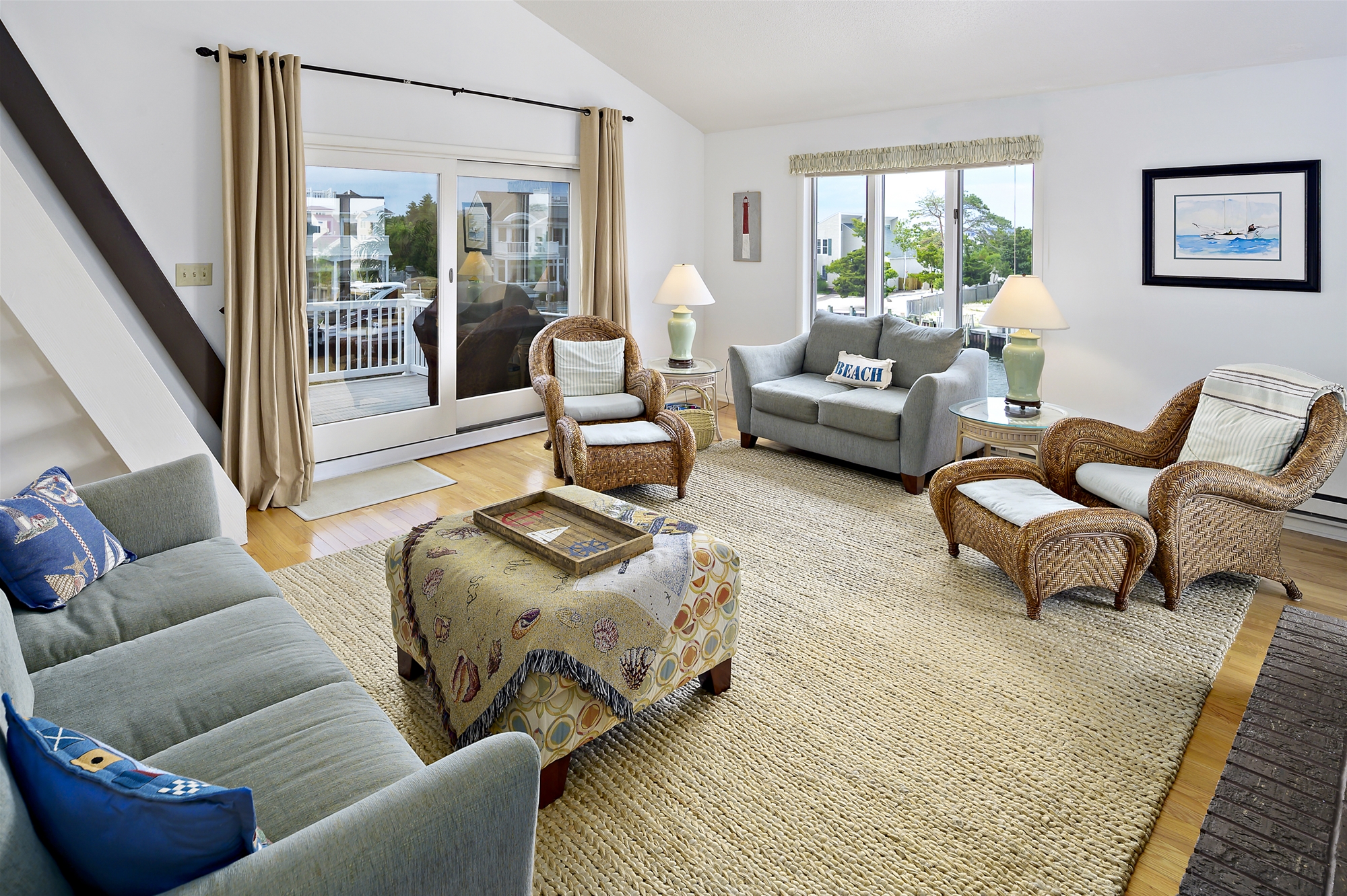 Living Room with Double Doors to the Deck