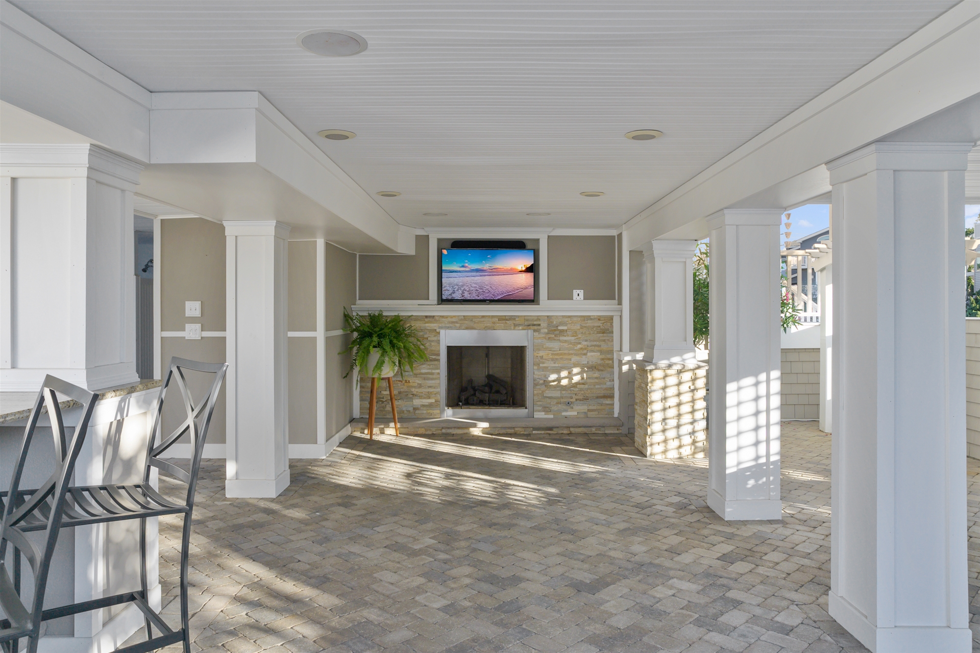 Outdoor Fireplace &  TV