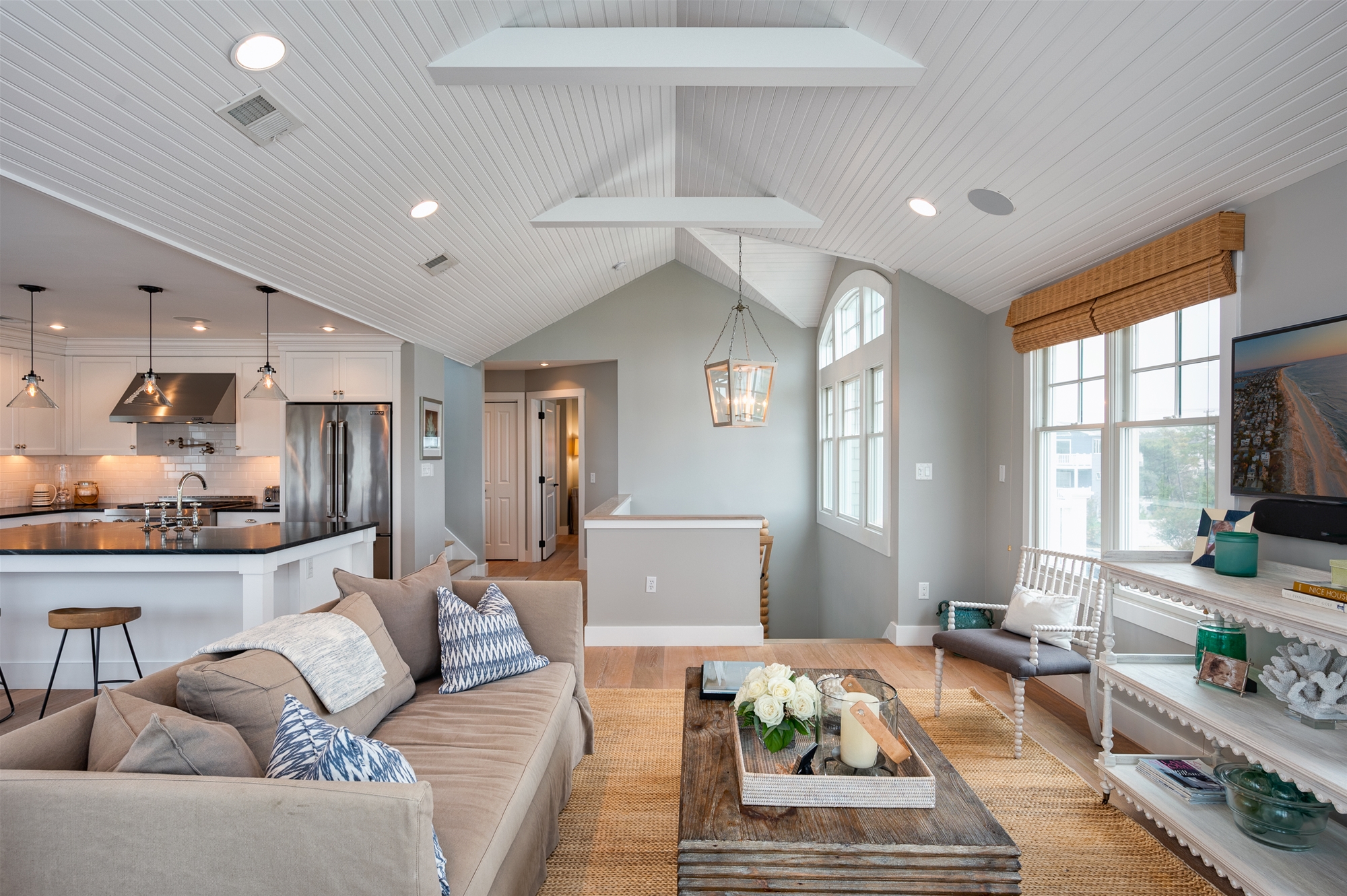 Living Room with High Ceilings